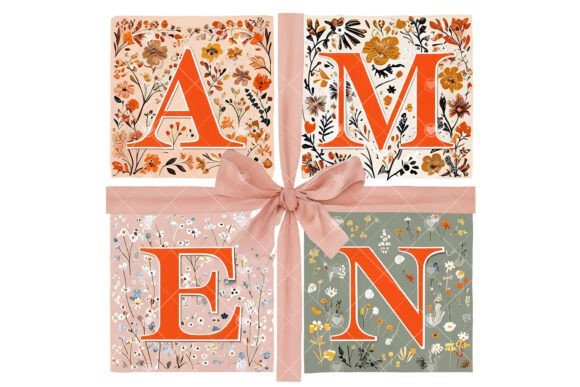 Amen Coquette Bow Floral Christian PNG for T-Shirt Designs