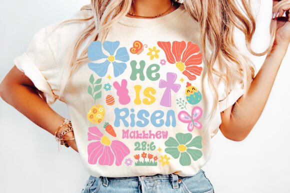 Boho Christian Easter PNG: He is Risen T-Shirt Designs