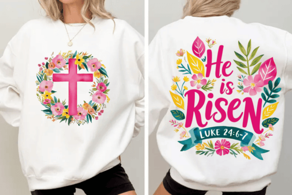 Christian Easter Graphics, He is Risen T-Shirt Designs