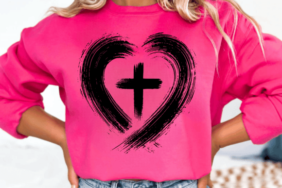 Christian SVG: Cross in Heart SVG PNG for T-Shirt Designs