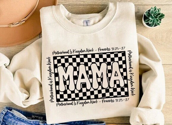 Mama SVG, Checkered Mama PNG, Christian T-Shirt Designs