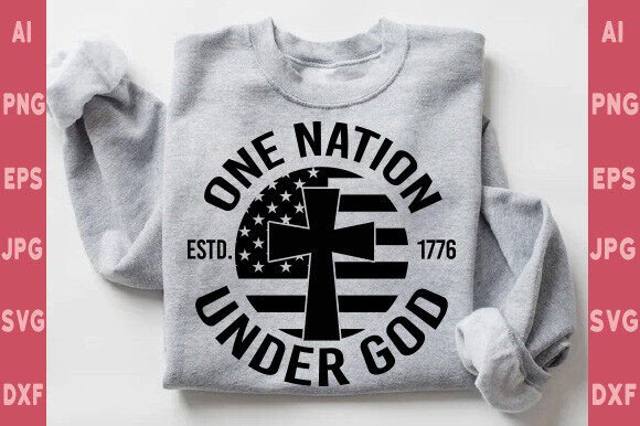 One Nation Under God Svg Png, Christian T-Shirt Designs