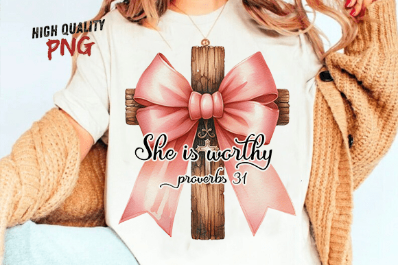 She is Worthy Bow PNG, Christian PNG